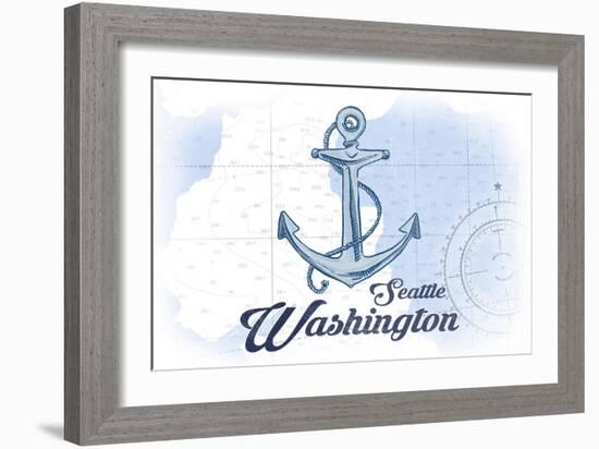 Seattle, Washington - Anchor - Blue - Coastal Icon-Lantern Press-Framed Art Print