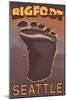 Seattle, Washington Bigfoot Footprint-Lantern Press-Mounted Art Print