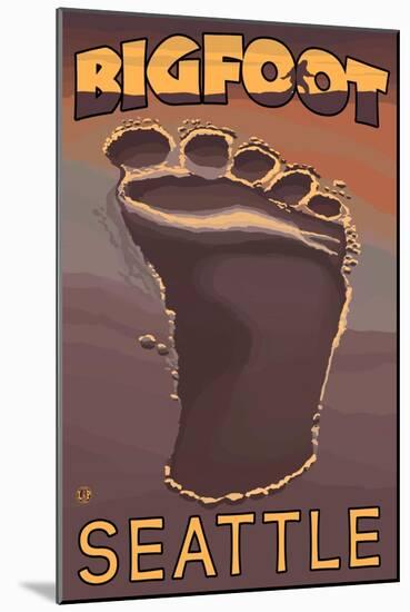 Seattle, Washington Bigfoot Footprint-Lantern Press-Mounted Art Print