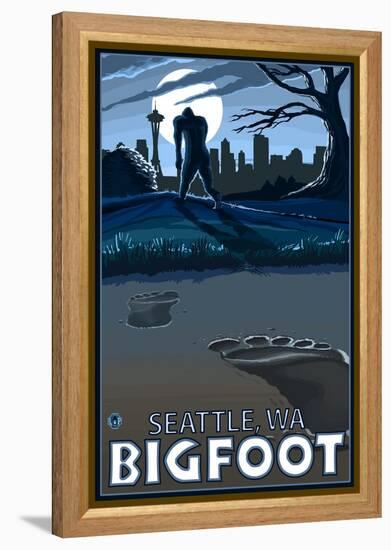 Seattle, Washington Bigfoot-Lantern Press-Framed Stretched Canvas