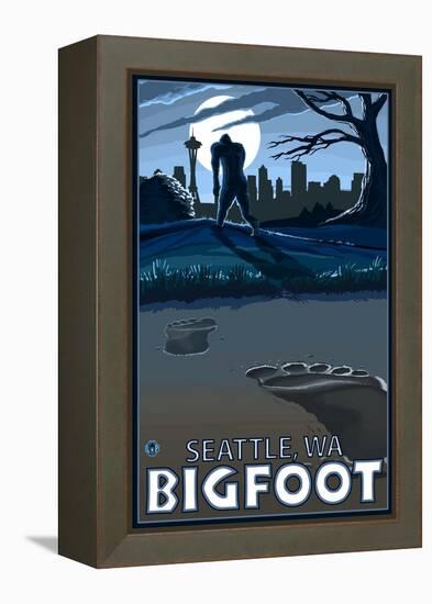 Seattle, Washington Bigfoot-Lantern Press-Framed Stretched Canvas