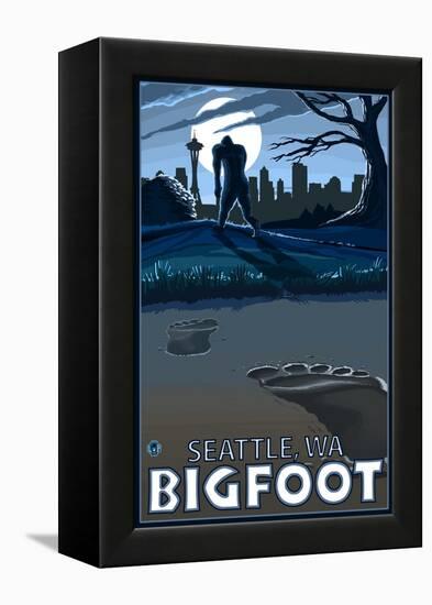 Seattle, Washington Bigfoot-Lantern Press-Framed Stretched Canvas