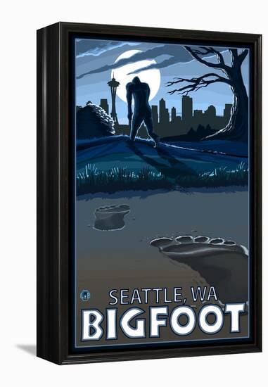 Seattle, Washington Bigfoot-Lantern Press-Framed Stretched Canvas