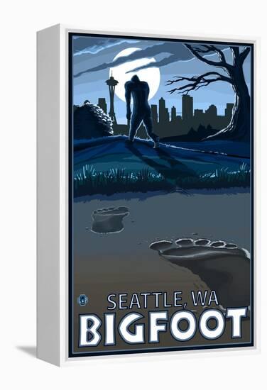 Seattle, Washington Bigfoot-Lantern Press-Framed Stretched Canvas