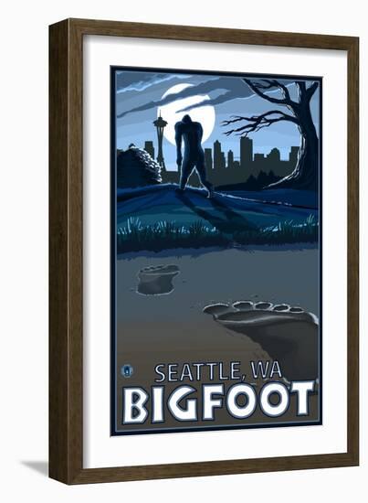 Seattle, Washington Bigfoot-Lantern Press-Framed Art Print