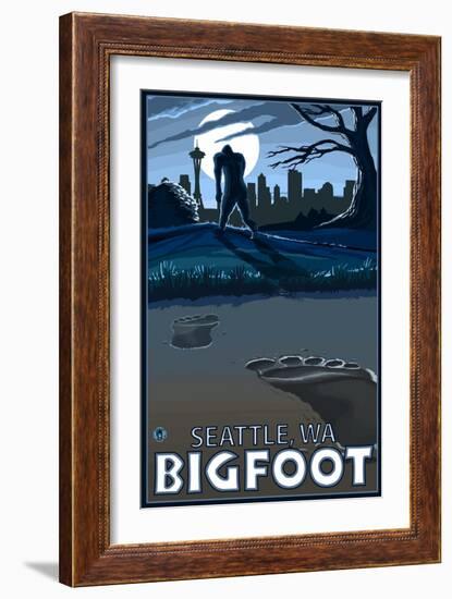 Seattle, Washington Bigfoot-Lantern Press-Framed Art Print