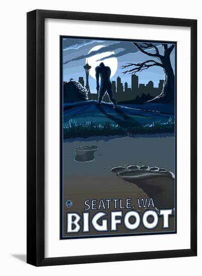 Seattle, Washington Bigfoot-Lantern Press-Framed Art Print