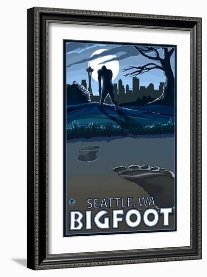 Seattle, Washington Bigfoot-Lantern Press-Framed Art Print