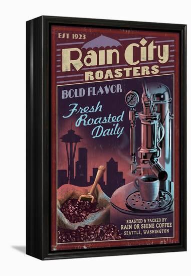 Seattle, Washington - Coffee Roasters-Lantern Press-Framed Stretched Canvas