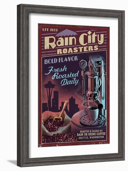 Seattle, Washington - Coffee Roasters-Lantern Press-Framed Art Print
