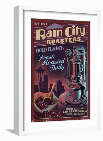 Seattle, Washington - Coffee Roasters-Lantern Press-Framed Art Print