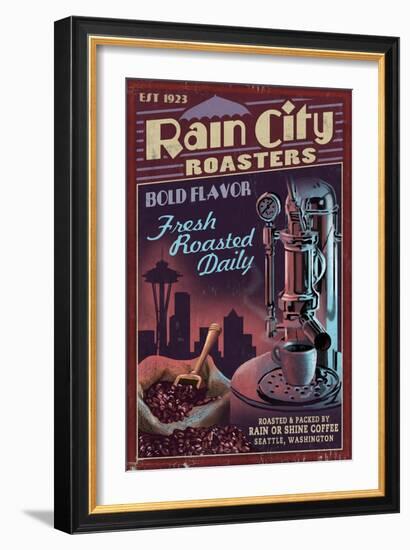 Seattle, Washington - Coffee Roasters-Lantern Press-Framed Art Print