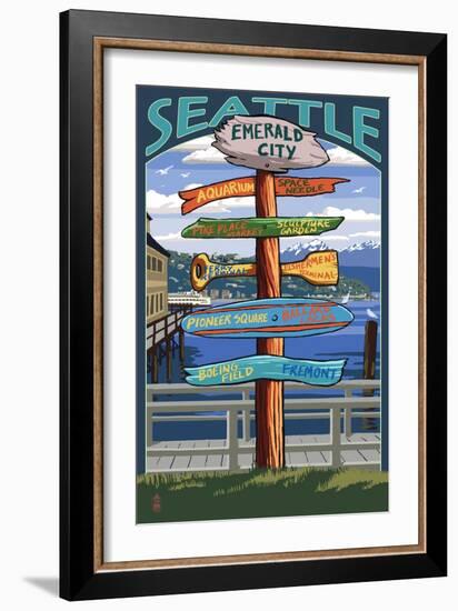 Seattle, Washington - Destination Signs-Lantern Press-Framed Art Print