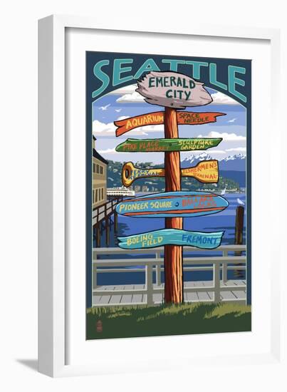 Seattle, Washington - Destination Signs-Lantern Press-Framed Art Print