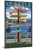 Seattle, Washington - Destination Signs-Lantern Press-Mounted Art Print