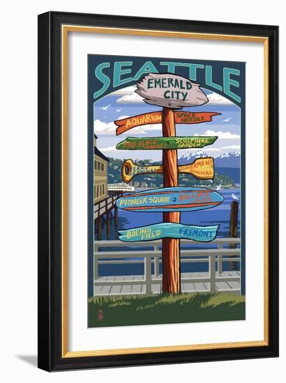 Seattle, Washington - Destination Signs-Lantern Press-Framed Art Print