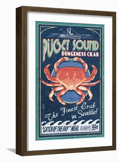 Seattle, Washington - Dungeness Crab-Lantern Press-Framed Art Print