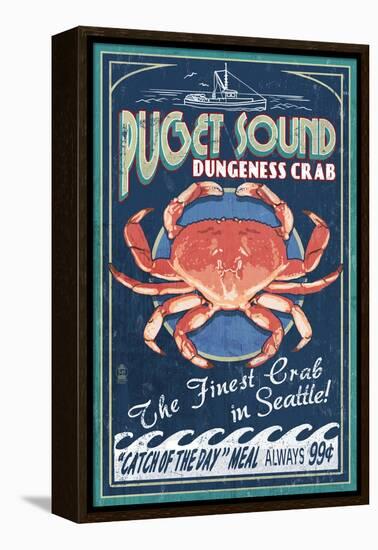 Seattle, Washington - Dungeness Crab-Lantern Press-Framed Stretched Canvas