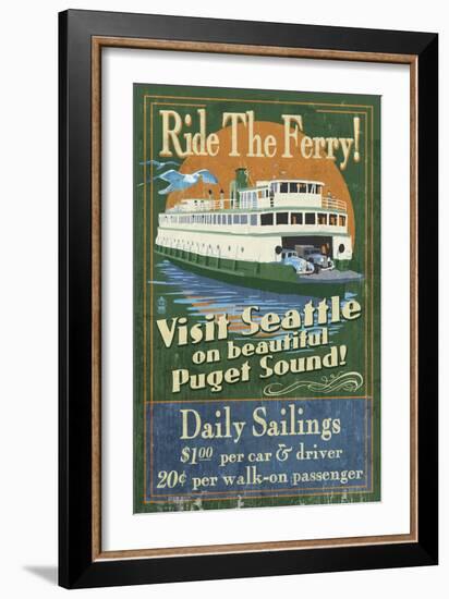 Seattle, Washington - Ferry-Lantern Press-Framed Art Print