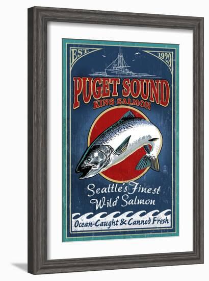 Seattle, Washington - King Salmon-Lantern Press-Framed Art Print