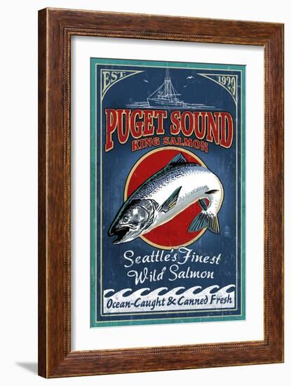 Seattle, Washington - King Salmon-Lantern Press-Framed Art Print