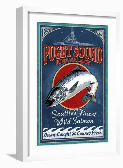 Seattle, Washington - King Salmon-Lantern Press-Framed Art Print