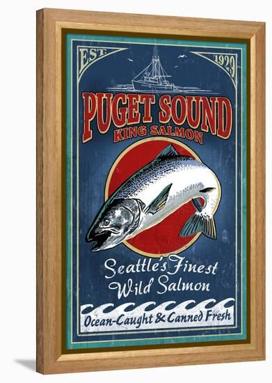 Seattle, Washington - King Salmon-Lantern Press-Framed Stretched Canvas