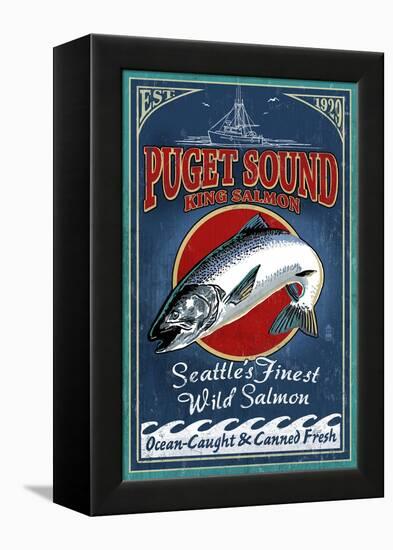 Seattle, Washington - King Salmon-Lantern Press-Framed Stretched Canvas