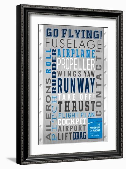 Seattle, Washington - Museum of Flight Typography-Lantern Press-Framed Art Print