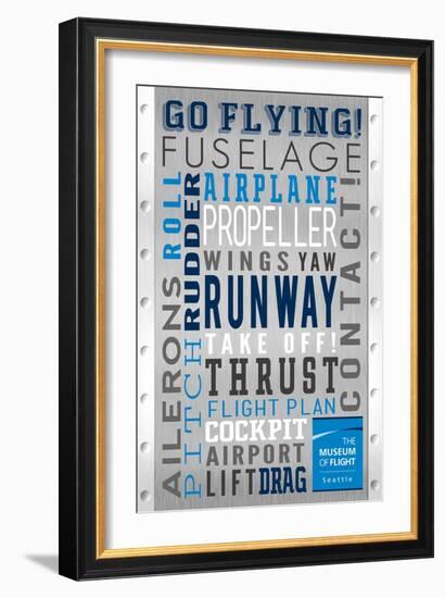 Seattle, Washington - Museum of Flight Typography-Lantern Press-Framed Art Print