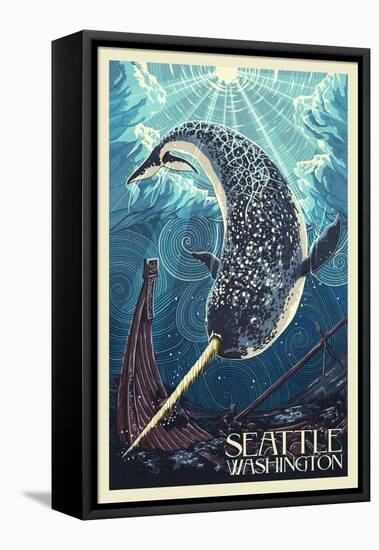 Seattle, Washington - Narwhal-Lantern Press-Framed Stretched Canvas