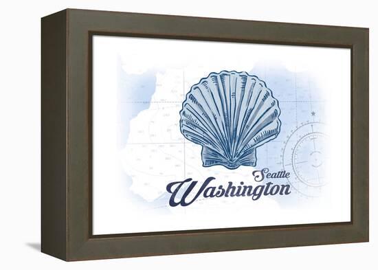 Seattle, Washington - Scallop Shell - Blue - Coastal Icon-Lantern Press-Framed Stretched Canvas