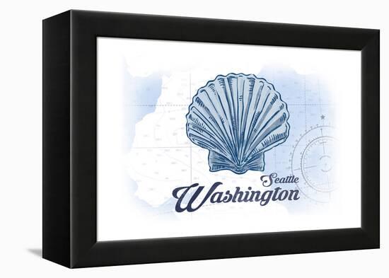 Seattle, Washington - Scallop Shell - Blue - Coastal Icon-Lantern Press-Framed Stretched Canvas