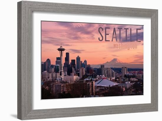 Seattle, Washington - Skyline at Twilight-Lantern Press-Framed Art Print