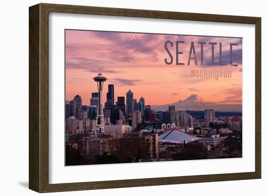 Seattle, Washington - Skyline at Twilight-Lantern Press-Framed Art Print