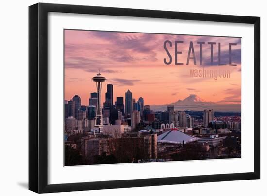 Seattle, Washington - Skyline at Twilight-Lantern Press-Framed Art Print