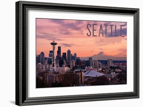 Seattle, Washington - Skyline at Twilight-Lantern Press-Framed Art Print