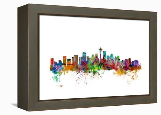 Seattle Washington Skyline-Michael Tompsett-Framed Stretched Canvas