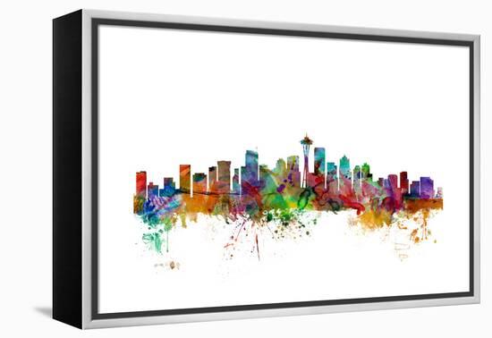 Seattle Washington Skyline-Michael Tompsett-Framed Stretched Canvas