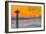 Seattle, Washington - Space Needle and Foggy Sunset-Lantern Press-Framed Art Print