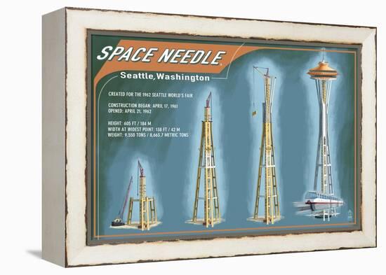 Seattle, Washington - Space Needle Construction Timeline-Lantern Press-Framed Stretched Canvas