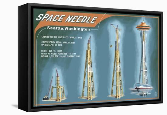 Seattle, Washington - Space Needle Construction Timeline-Lantern Press-Framed Stretched Canvas