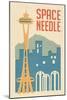 Seattle, Washington - Space Needle Woodblock-Lantern Press-Mounted Art Print