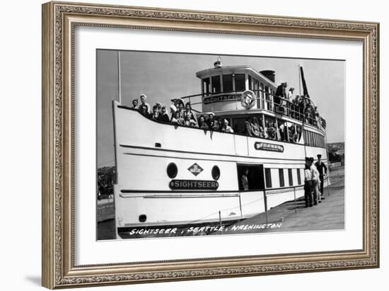 Seattle, Washington - SS Sightseer Ship Docked-Lantern Press-Framed Art Print