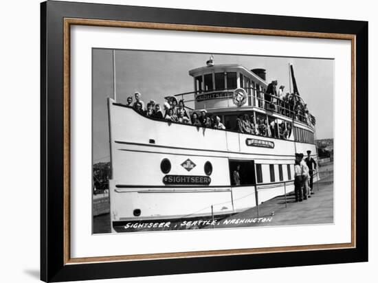 Seattle, Washington - SS Sightseer Ship Docked-Lantern Press-Framed Art Print