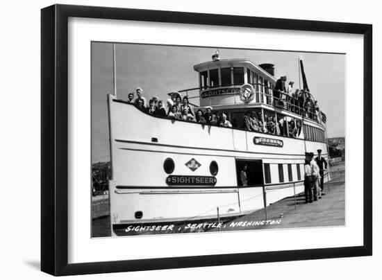 Seattle, Washington - SS Sightseer Ship Docked-Lantern Press-Framed Art Print