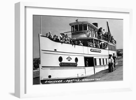 Seattle, Washington - SS Sightseer Ship Docked-Lantern Press-Framed Art Print