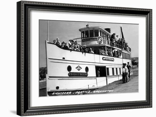 Seattle, Washington - SS Sightseer Ship Docked-Lantern Press-Framed Art Print