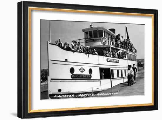 Seattle, Washington - SS Sightseer Ship Docked-Lantern Press-Framed Art Print