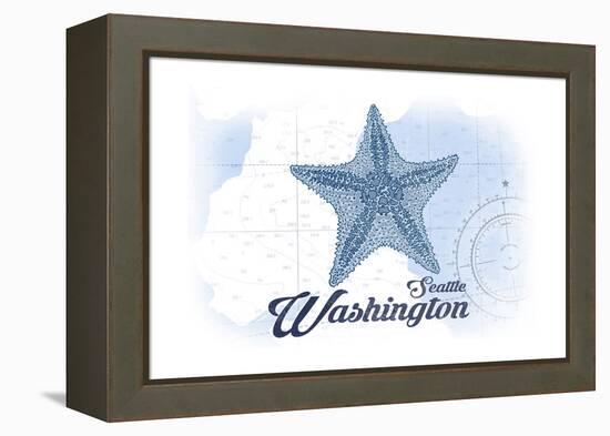 Seattle, Washington - Starfish - Blue - Coastal Icon-Lantern Press-Framed Stretched Canvas